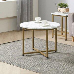 [자르파라]엘레강스 골드 다리 마블 원형 쇼파 티 테이블 600 미니 빈티지 모던 가구 철제 2인용