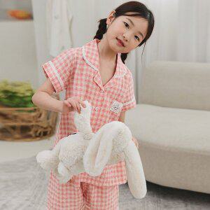 [신세계몰]찌니야 국내제작 리버풀체크 여아동잠옷 반팔상하세트