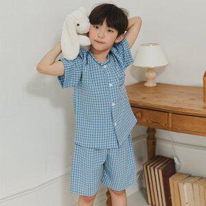 [신세계몰]찌니야 국내제작 해리체크 남아동잠옷 반팔상하세트