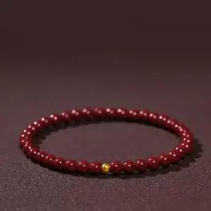 [하프클럽/]자연주의 원석 진사 골드 옥 6mm 염주 액막이 팔찌