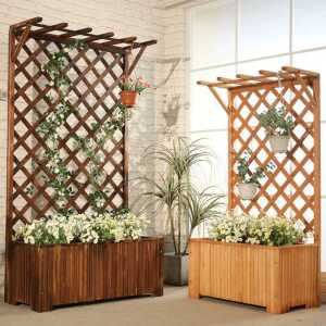 야외 원목 울타리 가림막 펜스 방부목 대형 사각 화분 화단 꽃상자 옥상 정원 테라스 휀스