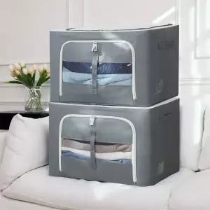 패브릭 스틸와이어 대용량 리빙박스 옷 정리 이불정리 수납 보관함 100L X 2P