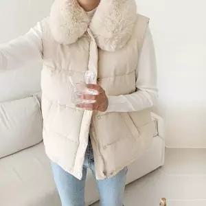 귀염뽀짝 밍크퍼 카라 웰론 패딩 조끼(outer1254)