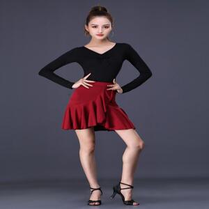  여성 프릴 레이어드 라틴 댄스 스커트 스포츠 라인 댄스복  살사 줌바 보급형 