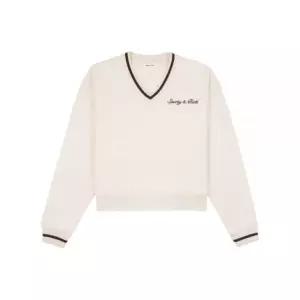 [스포티앤리치]SPORTY&RICH Syracuse Embroidered V-Neck Sweater - CreamChocolate   66411111