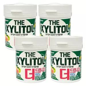 오리온 자일리톨 용기(대)102g x4 껌 과일껌 사과 복숭아 레몬 펌프껌 대용량 실속형