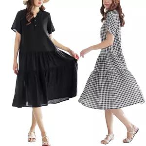 제니유 여름 여성 아이스 인견 캉캉 반팔 쿨링 원피스 빅사이즈