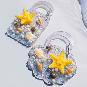 여름 투명 펄 데코덴 아크릴 조개 카라비너 키링 만들기 키트 / 가방고리 초등만들기 DIY 실버에듀 취미 여름환경구성