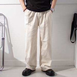 면 스판 반밴딩 치노 팬츠 / 뒷 밴딩 세미 와이드 편한 봄 여름 가을 겨울 4계절 긴 바지