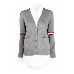 [톰브라운]14주년 RWB 암밴드 옥스퍼드 브이넥 가디건 라이트그레이 FKC456A Y3007 055