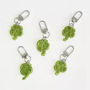미니 네잎클로버 뜨개 키링 행운 기원 에어팟 커플 귀여운 네잎크로버 부적 가방꾸미기 백꾸