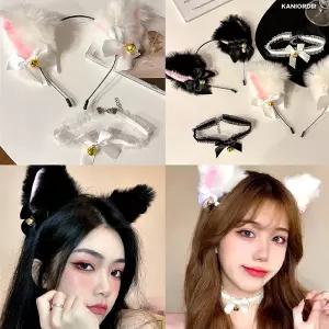 할로윈데이 코스튬 고양이 귀 머리띠 초커 세트 의상 분장 장식 여자 성인 코스프레