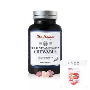 닥터브라이언 멀티비타민&철분 츄어블, 90정(3개월분), 1개 + 증정 (타민C&D 3000 복숭아맛 15구미, 1개	)