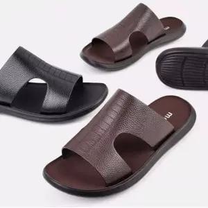 와이드 스트랩 무다 남성 소가죽 슬리퍼 여름 컴포트화 남성쪼리 남자슬리퍼 남성샌들 남자샌들