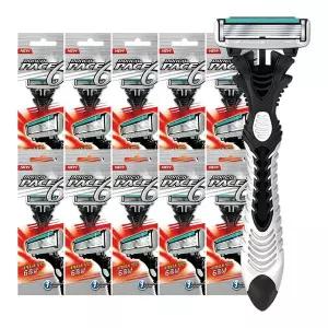 도루코 페이스6 육중날 포장 휴대용면도기, 10개입