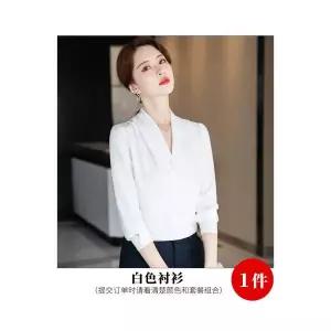 타노스여자 데일리룩 블라우스 쉬폰 시스루 봄가을 긴팔 키작 셔츠 새틴 KUK3 브이넥 커피색 상의