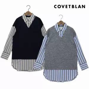 [COVETBLAN] 여성 배색 베스트 셔츠(V198MSH202W)