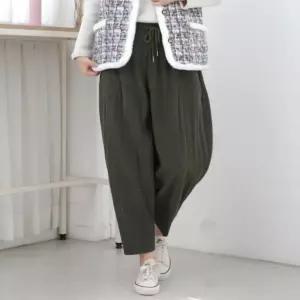중년 여성 겨울 골지 기모 배기 밴딩 주름 바지 팬츠