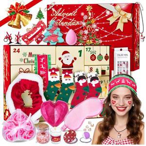 성인 여성을 위한 어드벤트 캘린더 2025 크리스마스 24피스 패션 뷰티 주얼리 목욕 세트 카운트다운 선물 엄마 아내 여자친구 틴걸을 깜짝 바구니