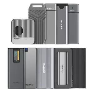 넥스트유 외장형 SSD케이스 모음 M.2 NVMe USB3.2 USB4 Gen2 C/A타입 알류미늄바디 LED표시 10Gbps 20Gbps 40Gbps PD 100W 냉각쿨러