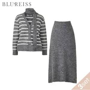 [블루레이스] [3SET]줄지가디건+스커트+타이_B5W1KC4731