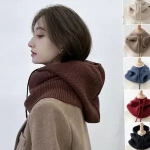 레이어드 페이크 후드 워머 데일리 넥 워머 아크릴 여성