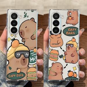 삼성 호환 갤럭시 Z폴드7 Z 폴드 7 6 5 4 3 투명 소프트 폰 케이스  카피바라 캐릭터