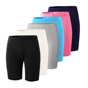 4-12세 용 6팩 여자 컴프레션 스판 반바지 | 헬스장, 댄스, 요가, 배구 및 자전거 타기 운동복