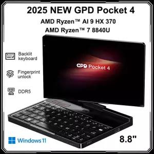 2025년 신제품 오리지널 GPD 포켓 4 노트북 AMD AI 9 HX 370 32GB DDR5 2TB NVMe 8.8인치 미니 휴대용 게이