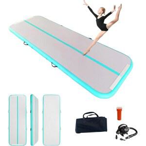 유지아 풍선 체조 매트, 6.6피트/10피트/13피트/16피트/20피트 에어 트랙 텀블링 홈 트레이닝용 요가, 치어리딩, 전기 펌프가 장착된