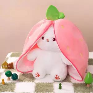 까꿍토끼인형 대형 지퍼 당근토끼 봉제인형 딸기 속 강아지 소중한 필로우 인형 선물 토끼