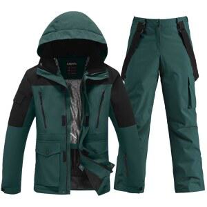 예파인 남성 스키복 투 단열 스노우슈트 스노우 재킷과 바지 세트 방수 겨울 스노보드복 아웃도어