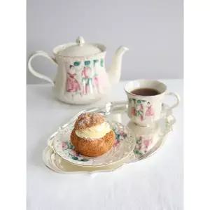 럭셔리 영국 찻잔 선물상자 핑크 1포트2잔 벚꽃스푼 엔틱 티팟세트 에프터눈 티포트 다도