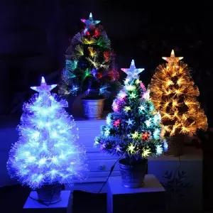 (색상 60센치광섬유트리풀세트(색상랜덤))홀로그램 LED광섬유트리 KC 크리스마스트리 성탄절 트리풀세트 US