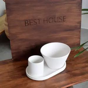 더플라워포터리 화이트 실린더+에이미볼+받침셋화분세트 인테어 분갈이 화단인테어 원예 미니 디자인 다육