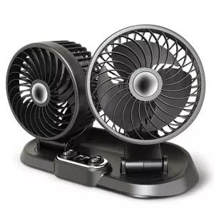 차량용 저소음 USB 듀얼 선풍기 상하각도조절 360도 회전여름 미니 데시보드 2헤드 자동차 고정
