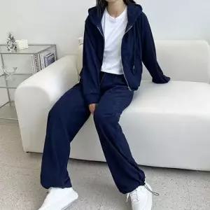 Rly 코듀로이 크롭 후드집업 허리밴딩 와이드 조거팬츠