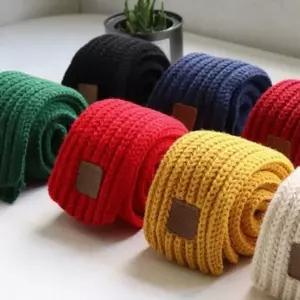 니트 목도리 겨울 커플 뜨개 숏 짧은 미니 빨간 머플러 여자