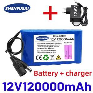 기존의 새로운 휴대용 12V 배터리, 100000 mAh 충전식 리튬 이온 18650 배터리 팩, DC 12.6V 충전기, CCTV 오디오 증폭기+