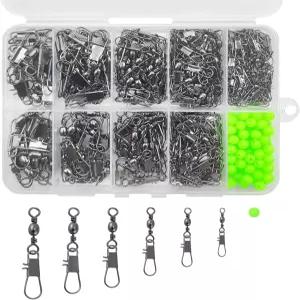 스냅 키트를 사용한 Drchoer 낚싯배 회전 350pcs /박스 인터록 크기 2 4 6 8 10 12 및 염수 담수 낚싯줄