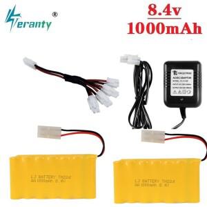8.4v 1000mAh 배터리 충전기 세트 RC 자동차 로봇 탱크 건 보트 NiCD Aa 700mah 충전식 팩