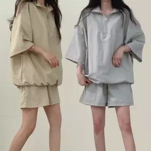여자 여름 외출 아노락 반바지 반팔 트레이닝 세트