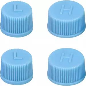 MUQIDA 차량 에어컨용 밸브 캡 4개 세트 누출 방지 R134a 에어컨 시스템 충전 포트 커버 차량용 고/저압