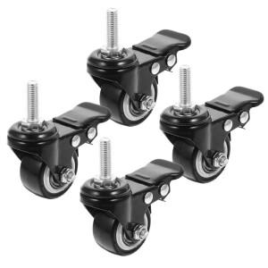 호환 4개입 중형 회전 바퀴 휠 브레이크 나사형 스템 가구 교체용 롤링 의자 발
