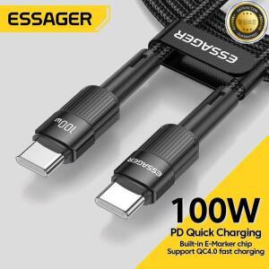 Essager 100W C to 타입 케이블 USB PD 고속 충전 와이어 코드 맥북 삼성 샤오미