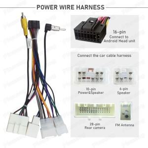 자동차 라디오 어댑터 케이블 안드로이드 헤드 유닛 카메라 입력이 스바루 아웃백 용 16 핀 전원 배선 하네