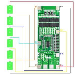 리튬 이온 배터리 보호 보드 Ebike 스쿠터용 밸런스 포함 태양광 조명 Bms Pcb 6S 40A 24V 18650
