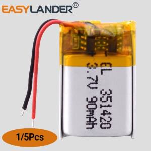 3.7V 90mAh 0.333Wh 리튬 폴리머 배터리 351420 Lipo Mp3 레코드 펜 이어폰 블루투스 스피커 자동차 카메라