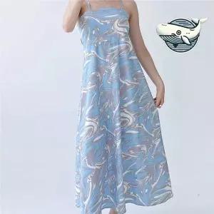[하프클럽/]여름 비치룩 여성 롱 드레스 홀터넥 파티