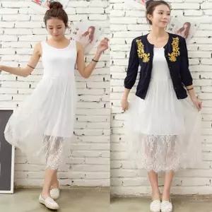 [하프클럽/]셀프 웨딩 흰색 비치 원피스 레이스 롱치마